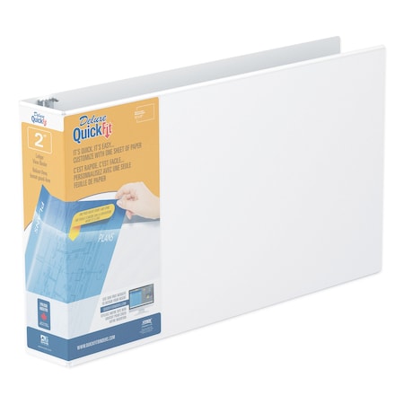 Stride QuickFit Ledger D-Ring View Binder, 3 Rings, 2 in. Capacity, 11 x 17, White 94030